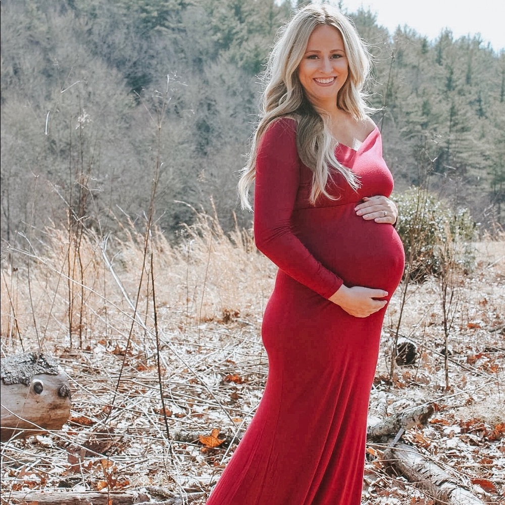 Maternity Open Shoulder Maxi Dress - Picture 2 of 6